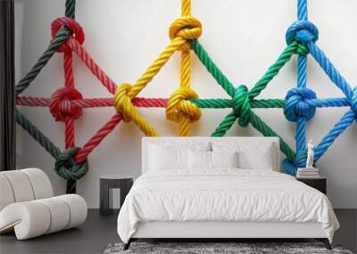 The connection of success is a shape of positive diversity achievement formed by diverse ropes bound together. Wall mural