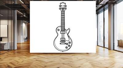 The continuous one line drawing shows the outline of an electric guitar. Editable strokes. Wall mural