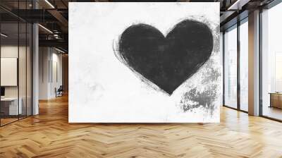 The heart is hand-drawn and isolated on a white transparent background. Wall mural