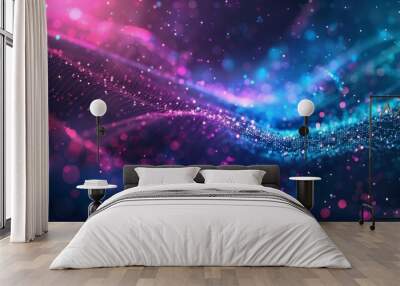 The sci-fi abstract connection pattern is a dynamic, high-resolution background with a polygonal geometric design. Wall mural