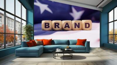 The US flag has cubes with the inscription - BRAND Wall mural