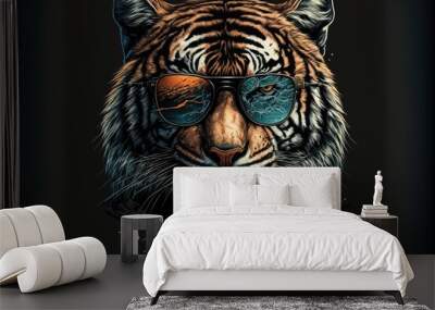 Tiger t-shirt design. AI Wall mural