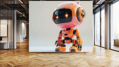 toy robot with a happy face. children's cute humanoids. retro metal machines with ai. colored flat c Wall mural