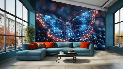 Transform binary code into a butterfly, metamorphosis of renewal or transformation.Converting binary code into a successful business idea. Wall mural