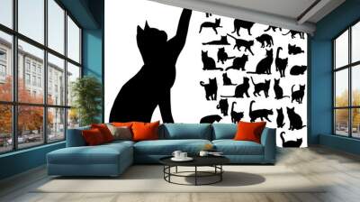 vector isolated silhouette cat set Wall mural