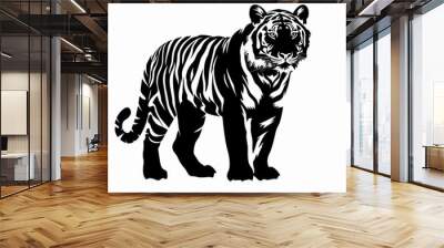 vector silhouette of a tiger on a white background .Generative AI Wall mural