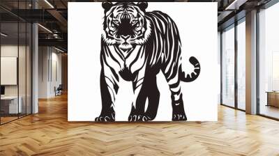 vector silhouette of a tiger on a white background .Generative AI Wall mural