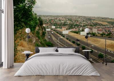 View of the city of Yerevan. Summer time. Building Wall mural