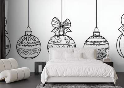 Weihnachtskugeln, hand-drawn, schwarzweiß, modern Wall mural