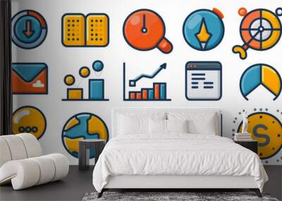 With flat design, this set includes 30 quality icons about project management and business administration (including gantt charts, WBSs, OBSs, human resources, and cost, time, quality, schedules,. PNG Wall mural