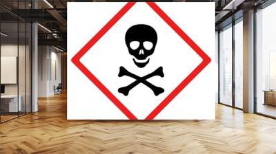 Acute toxic hazard sign or symbol.  Vector design isolated on white background.  Latest hazard signs collection. GHS hazard sign. Wall mural