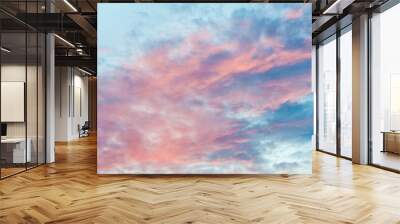 Pink clouds in the beautiful summer sunset  sky Wall mural