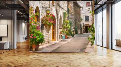 A picturesque sight in Assisi. Province of Perugia, Umbria, central Italy. Wall mural