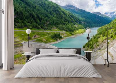 Idyllic summer morning view in the beautiful Valgrisenche, Aosta Valley, northern Italy. Wall mural