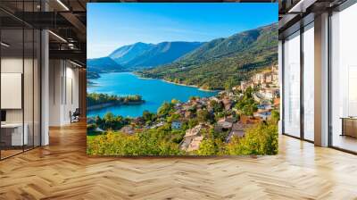 Panoramic view in Barrea, province of L'Aquila in the Abruzzo region of Italy. Wall mural