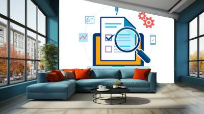 Task management and check list flat icons illustration Wall mural