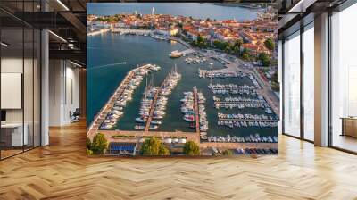 Aerial view to Porec old town, popular travel destination in Istria, Croatia Wall mural