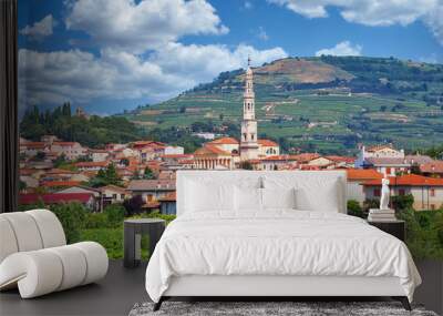 Panoramic view to the town of Monteforte d'Alpone, Italy Wall mural