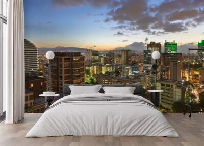 Skyline of Caracas city at dusk, Venezuela. Wall mural