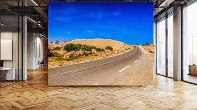 Road in Sahara desert, Tunisia, Africa Wall mural