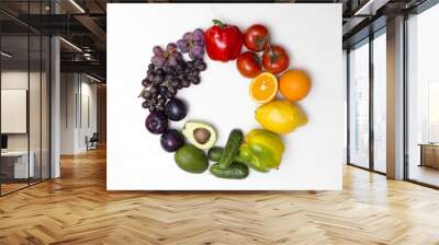 Color circle made of vegetables and fruits Wall mural