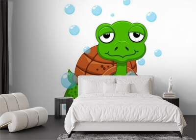 Vector cute cartoon Turtle isolated on white background. Sea animal vector illustration Wall mural