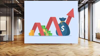 Income growth Investment,Financial performance, statistic report, boost business productivity Wall mural