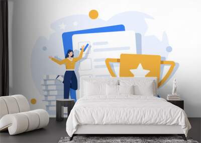 Successful completion of business tasks,flat design icon vector illustration Wall mural