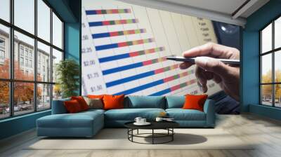 Business concept, Business graph analysis report. Accounting, Stock, Tone color Wall mural