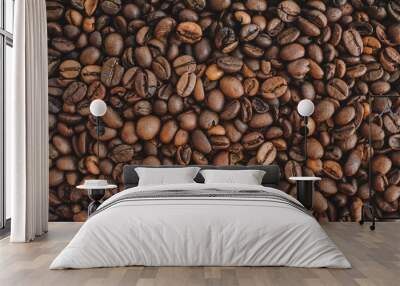 A large amount of roasted coffee beans Wall mural