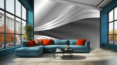  Abstract background luxury of gray and silver metallic dark space modern design.	 Wall mural