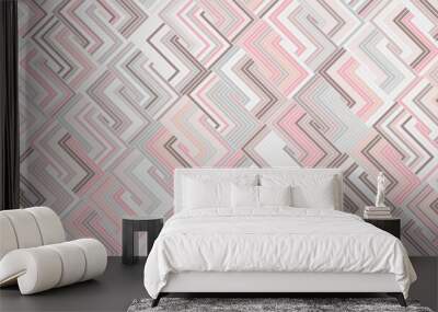  Geometric pattern with stripes rectangle shape overlapping. Elegant of pink background pastel color Wall mural