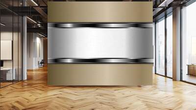  Metallic background. Luxury of gray and gold with silver glossy. Elegant metal modern design. Wall mural