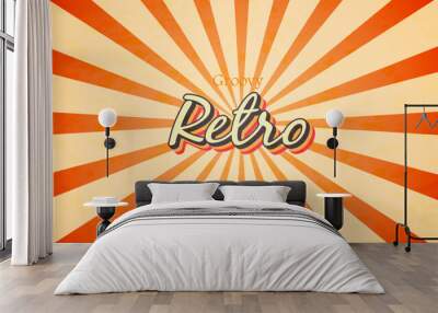 Abstract background retro style with groovy sunburst and grunge texture vintage design Wall mural