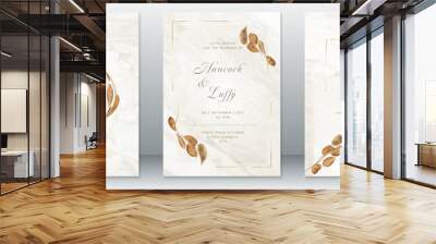 Luxury wedding invitation card template of gold nature design with watercolor background Wall mural