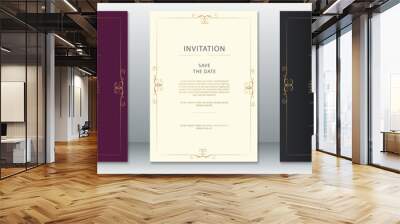 luxury wedding invitation card template vintage design elegant background with golden frame Wall mural