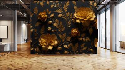 flowers on black background Wall mural