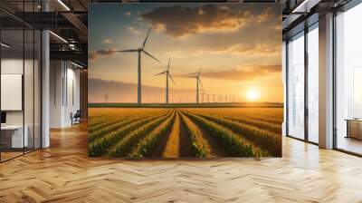 wind turbines in the field Wall mural