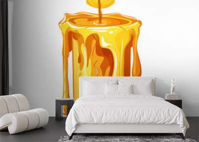 Digital illustration of a melting candle with flame, showcasing dripping wax and warm glow, perfect for cozy ambiance or relaxation themes. Wall mural