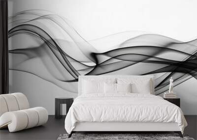 Abstract black fog smoke on white background Wall mural