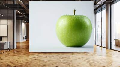 Ripe green apple isolated on white background. Fresh sweet fruit, natural organic healthy food Wall mural