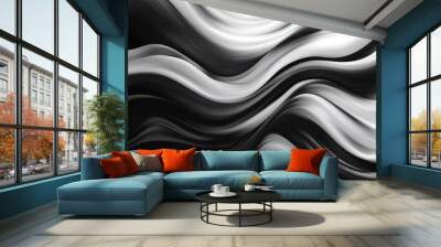 Soft white lines background design. Texture with smooth flowing waves pattern and light shiny effect Wall mural