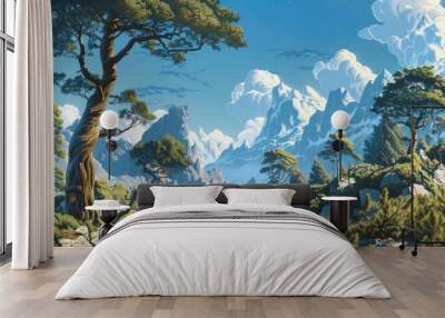 Fantasy landscape art illustration environment. Wall mural