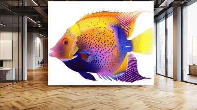 Fish illustration isolated white background Wall mural