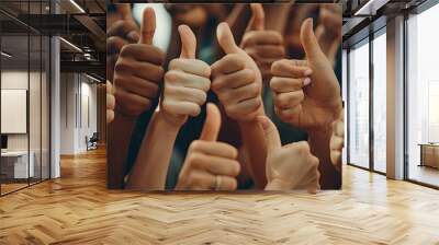 People hands and thumbs up. Wall mural