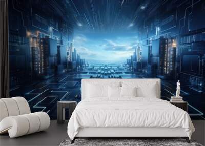 Technology high tech abstract background. Wall mural