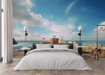 Travel Concept and Traveling luggage. Wall mural