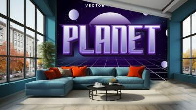 Planet editable text effect template with shining stardust Wall mural