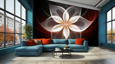 Fabulous faux floral closeup in red, white and orange Wall mural