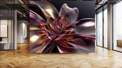 Macro closeup on a fantastic metallic blossom in purple, gold and gray Wall mural